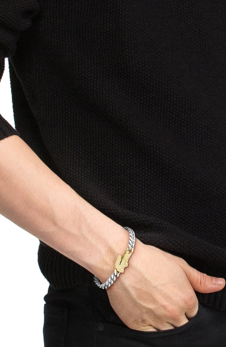 Lacoste Arthor Crocodile Pendant Bracelet, Alternate, color, Silver Stainles Steel
