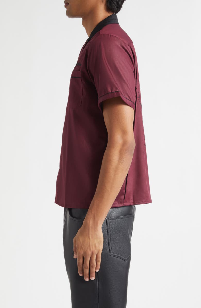 MIDNIGHT RODEO Chain Stitch Piped Voile Camp Shirt, Alternate, color, Cherry