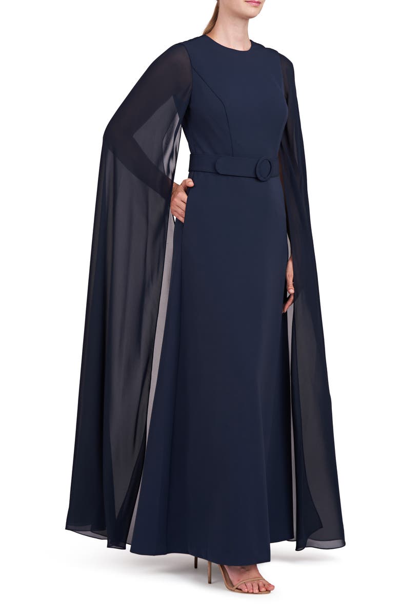 Kay Unger Freya Belted Cape Gown, Alternate, color, 