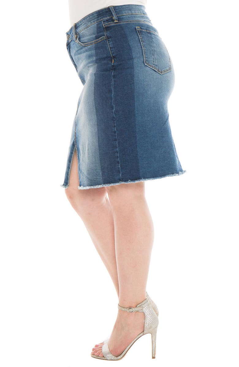 SLINK Jeans Shadow Mix Frayed Denim Skirt, Alternate, color,