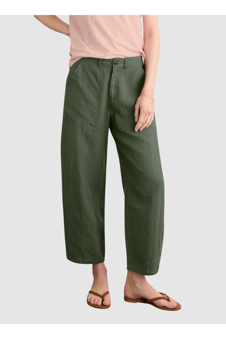 Brett Linen Barrel Leg Trousers, Main, color, Deep Khaki