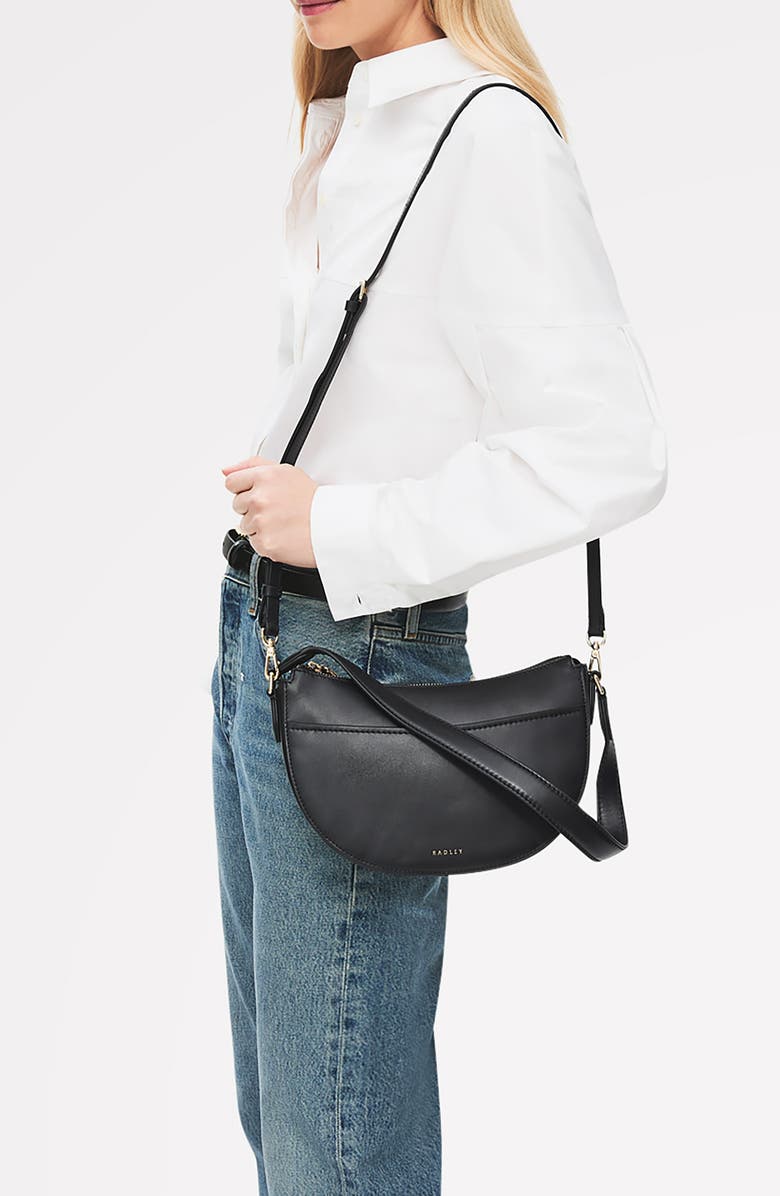 Radley Portland Way Leather Shoulder Bag, Alternate, color, Black
