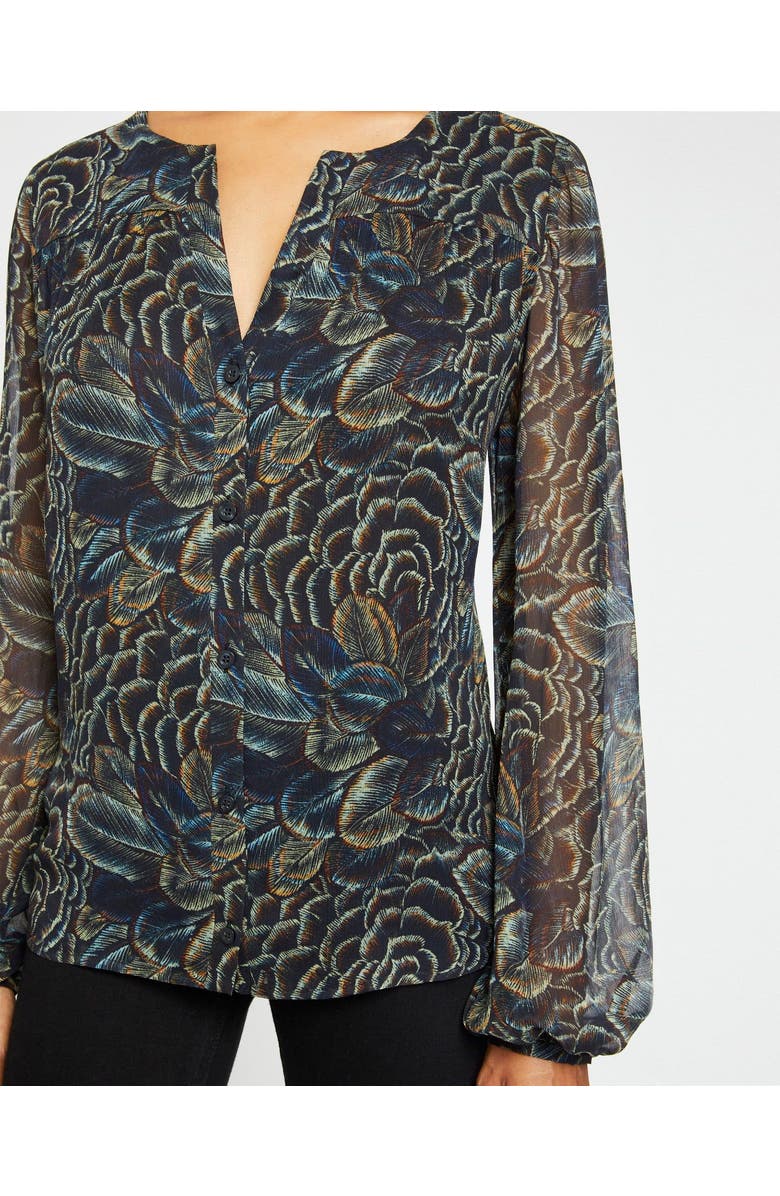 Santorelli DIONE Long Sleeve Button Front Blouse in Printed Georgette, Alternate, color,