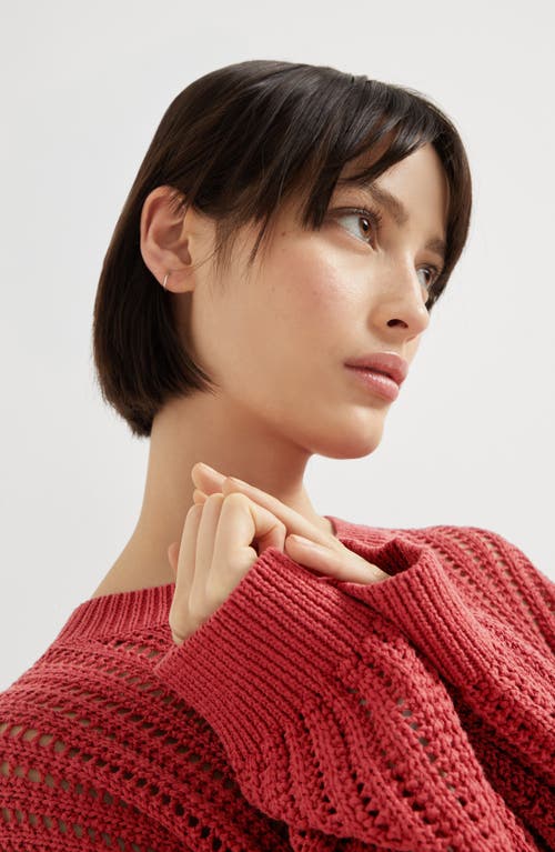 Brunello Cucinelli Ribbed Openwork Sweater In Red