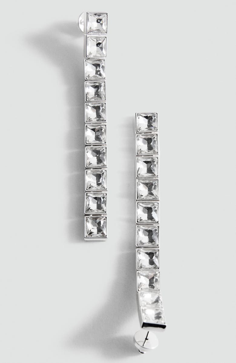 MANGO Selection Crystal Drop Earrings, Alternate, color, Silver