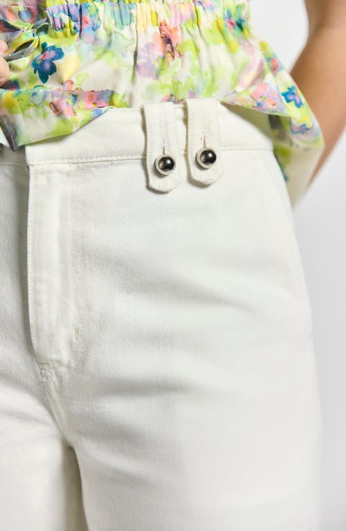 Derek Lam 10 Crosby Quinto Button Tab Wide Leg Pants In Blanc De Blanc