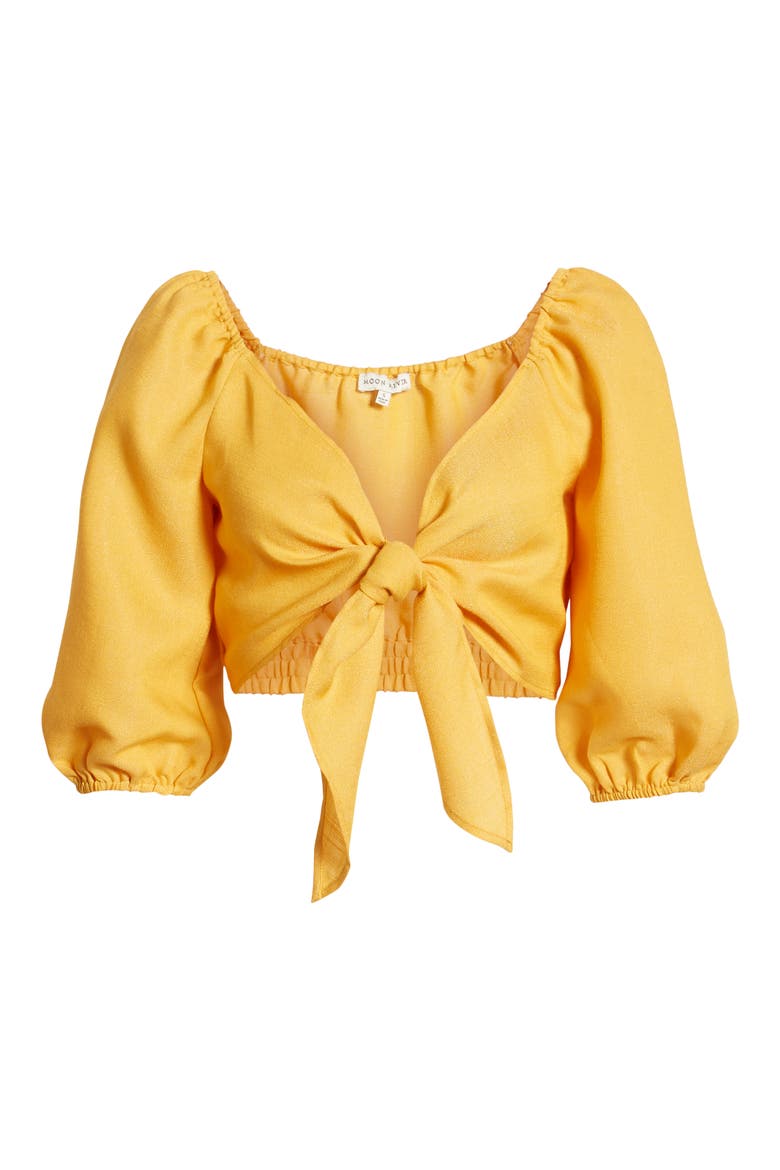 Tie Front Crop Top, Alternate, color, TANGERINE