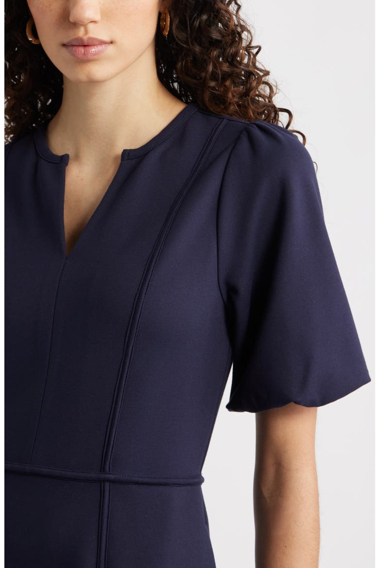 Puff Sleeve Ponte Dress, Alternate, color, NAVY NIGHT