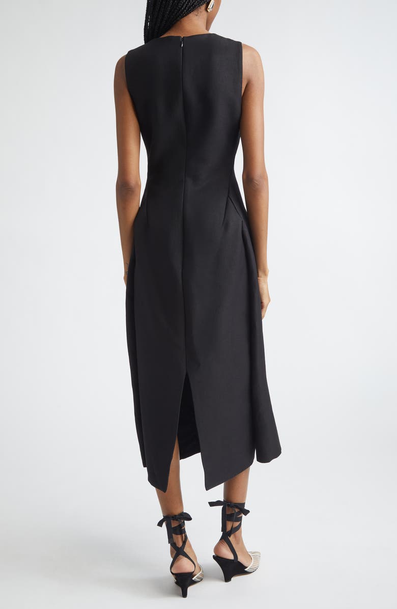 Jacquemus Tablier Linen Blend Midi Dress, Alternate, color, Black