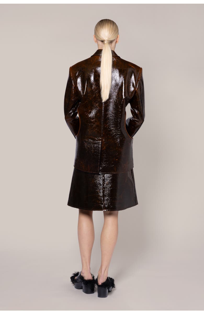 Roksanda Aamina Faux Leather Jacket, Alternate, color, 302Gingerbread