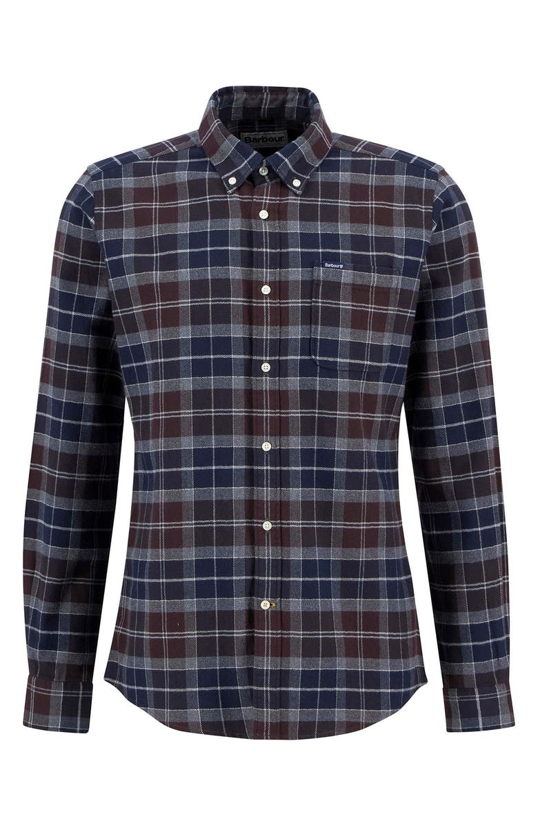 Barbour Kyeloch Tailored Fit Plaid Cotton Flannel Button-Down Shirt, Alternate, color, Midnight Oak Tartan