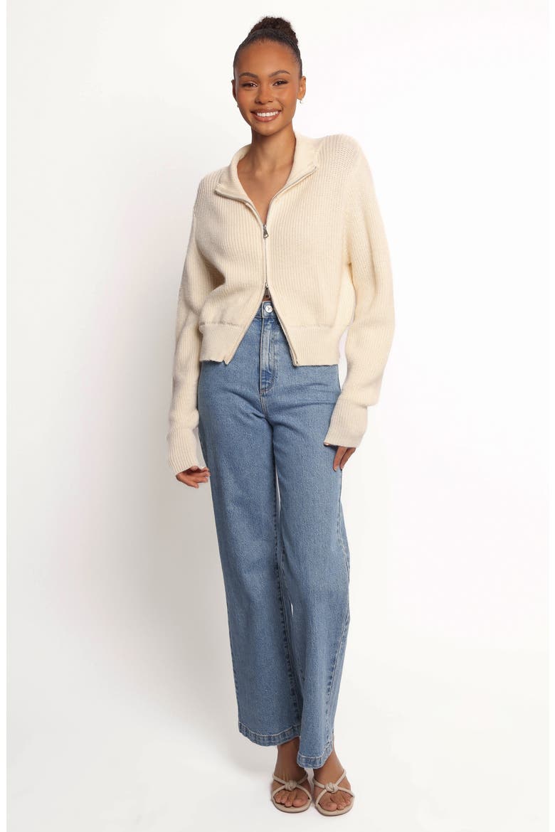 Kourtney Rib Zip Cardigan, Alternate, color, CREAM