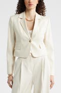 Nordstrom Crop One-Button Linen Blend Blazer