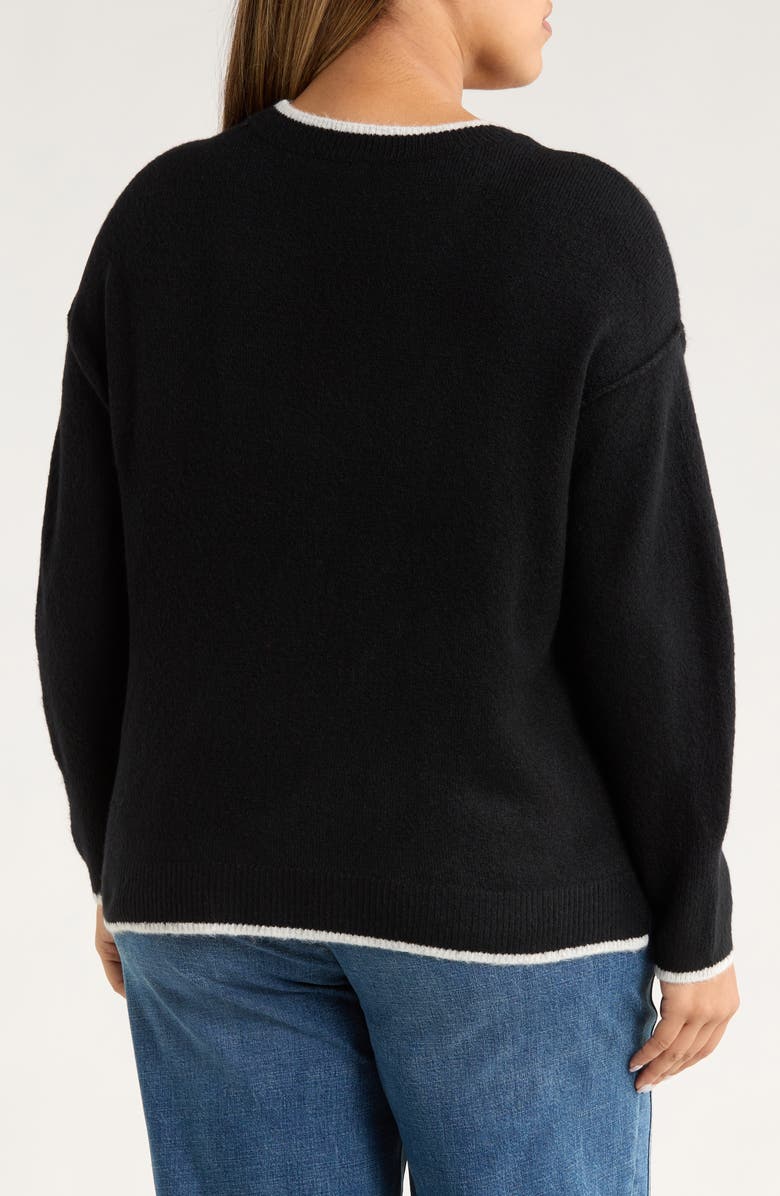 Vince Camuto Star Detail Crewneck Sweater, Alternate, color, Rich Black