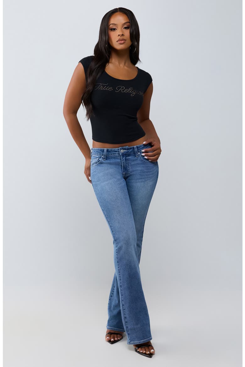 Script Ribbed Scoop Neck T-Shirt, Alternate, color, JET BLACK