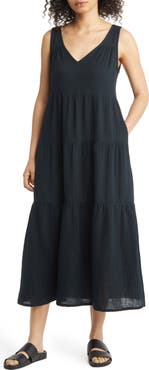 Marine Layer Corinne Tiered Cotton Gauze Maxi Dress