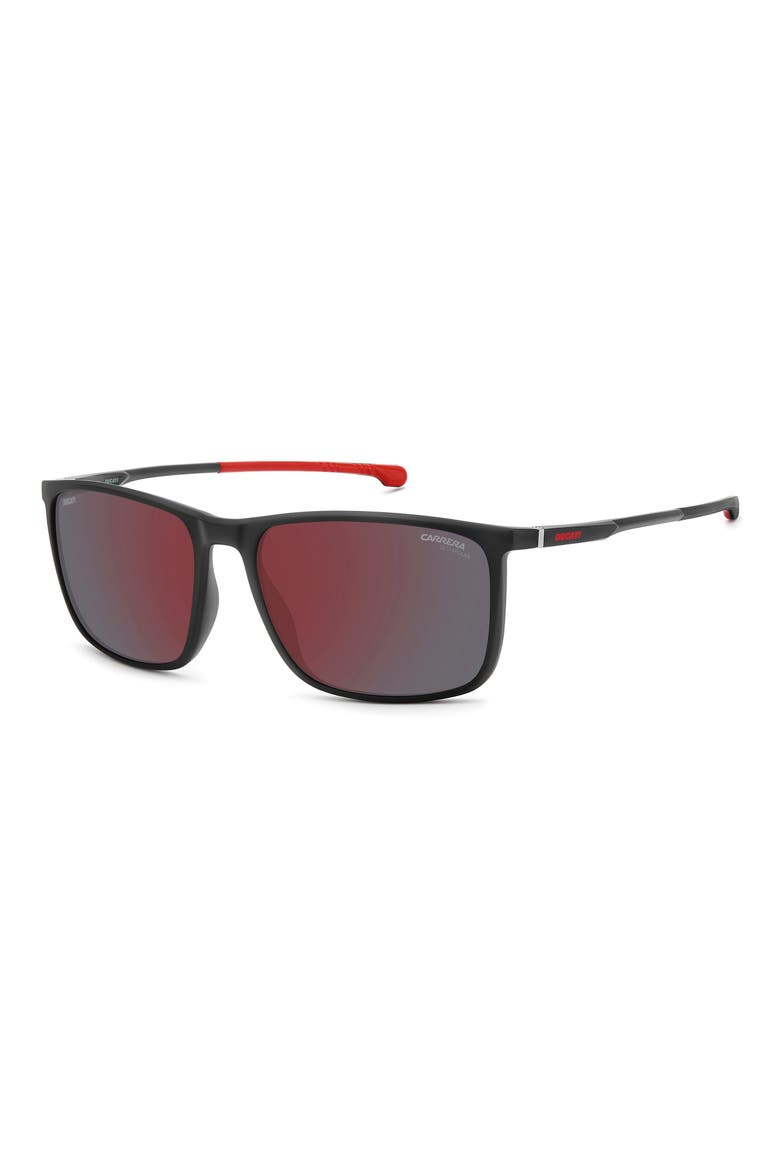 Carduc 071/S 59mm Polarized Rectangular Sunglasses, Alternate, color, MATTE BLACK/ REDSP PZ HCAR