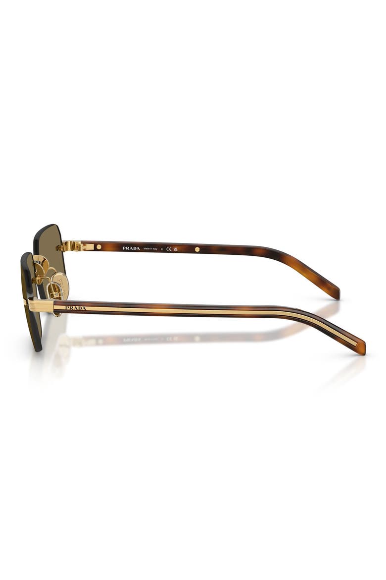 55mm Rectangular Sunglasses, Alternate, color, GOLD / LIGHT BROWN