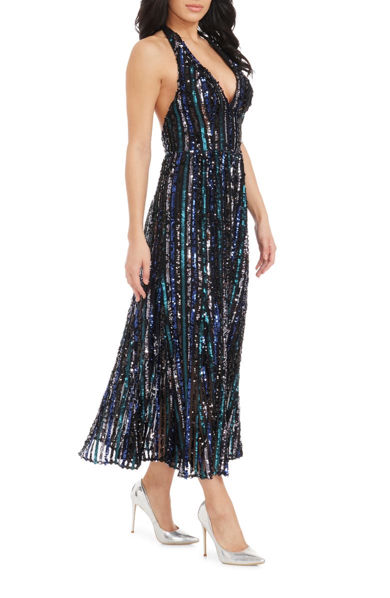Dress the Population Sarai Sequin Halter Cocktail Dress, Alternate, color,