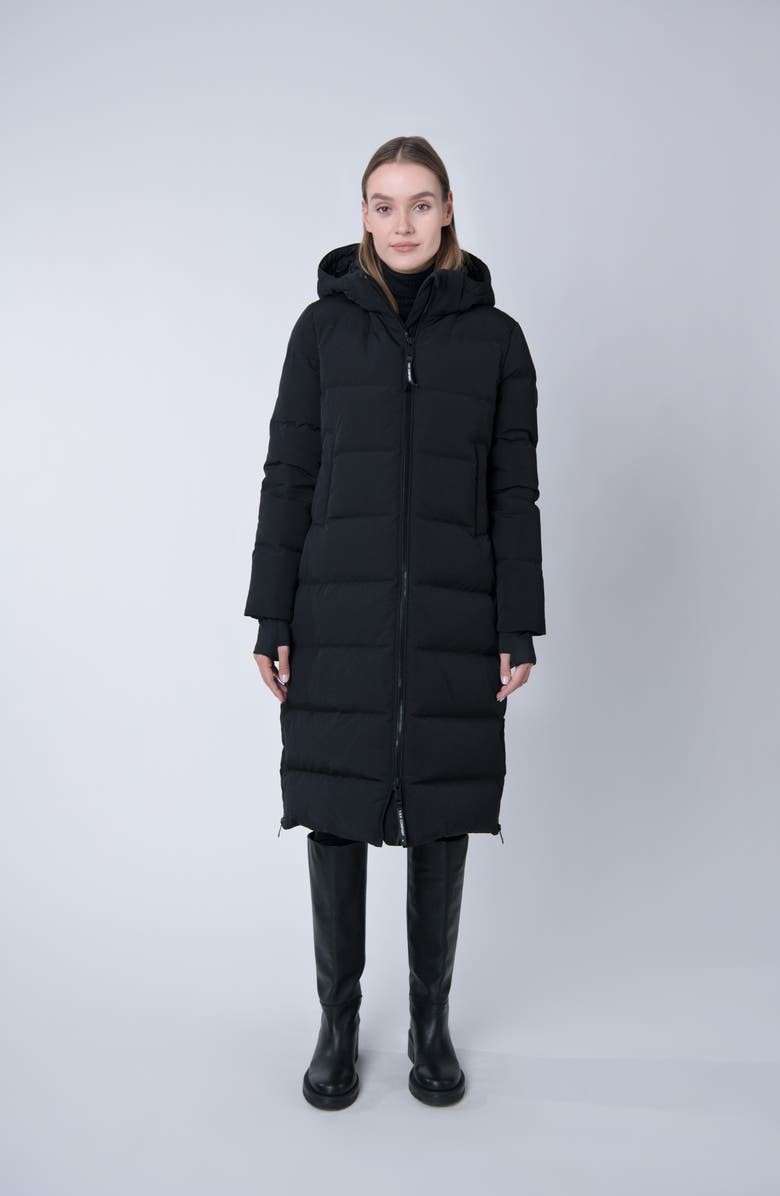 The Recycled Planet Company Lungo Recycled Longline Water Resistant Feather & Down Fill Puffer Coat, Alternate, color,