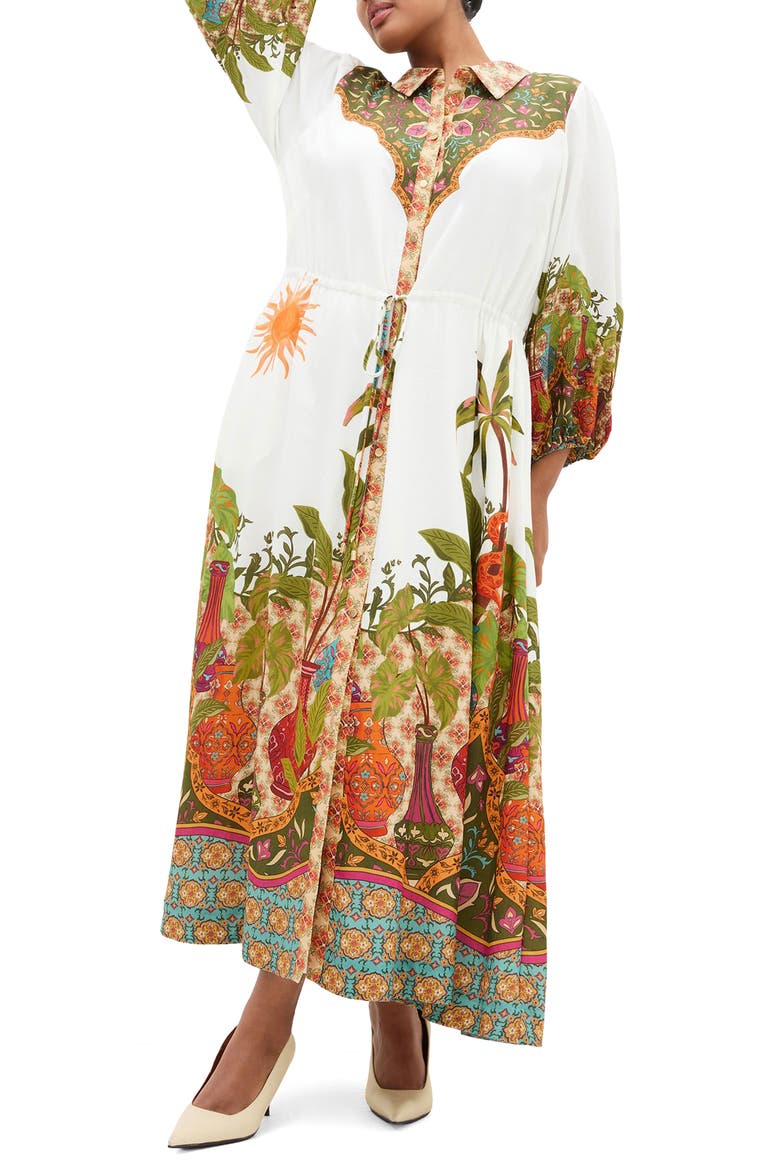 Print Long Sleeve Maxi Dress, Main, color, IVORY PARADISE PLC