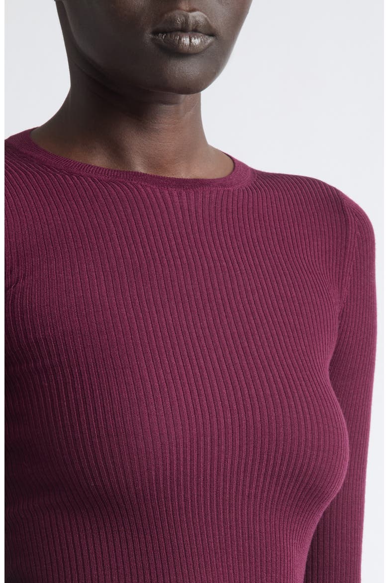 Lightweight Wool Crewneck Sweater, Alternate, color, CHERRY