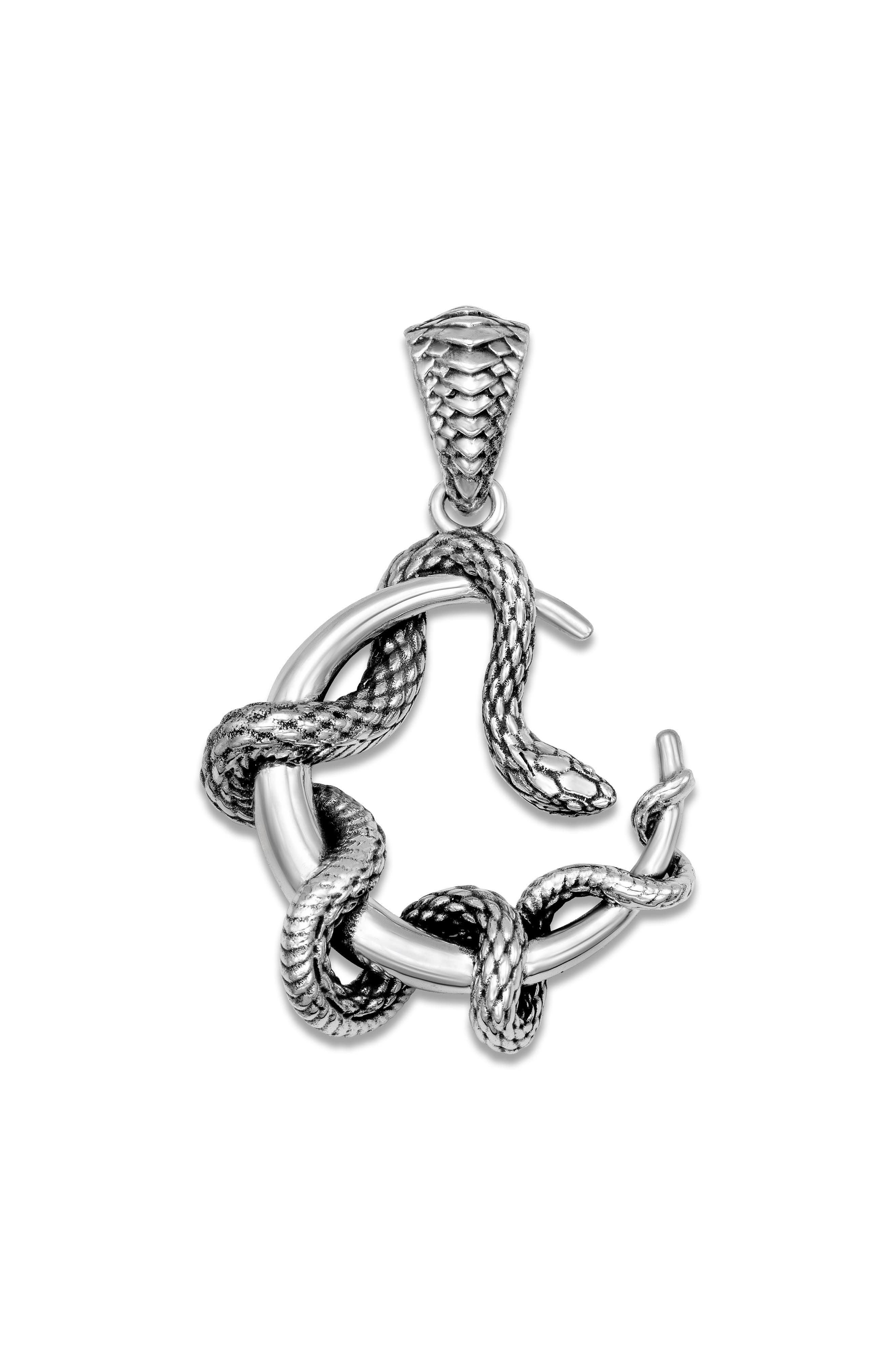 Moon Snake Sterling Silver Pendant