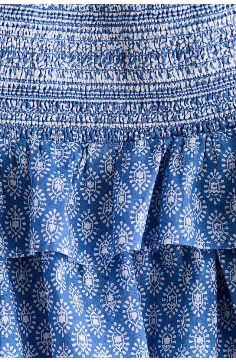 H&M Tiered Cotton Skirt, Alternate, color, Blue/Patterned