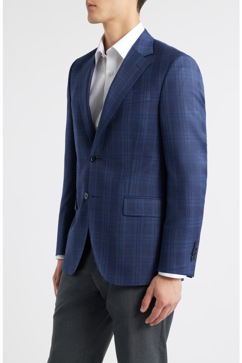 Flynn Classic Fit Blue Plaid Wool Sport Coat, Alternate, color, BLUE