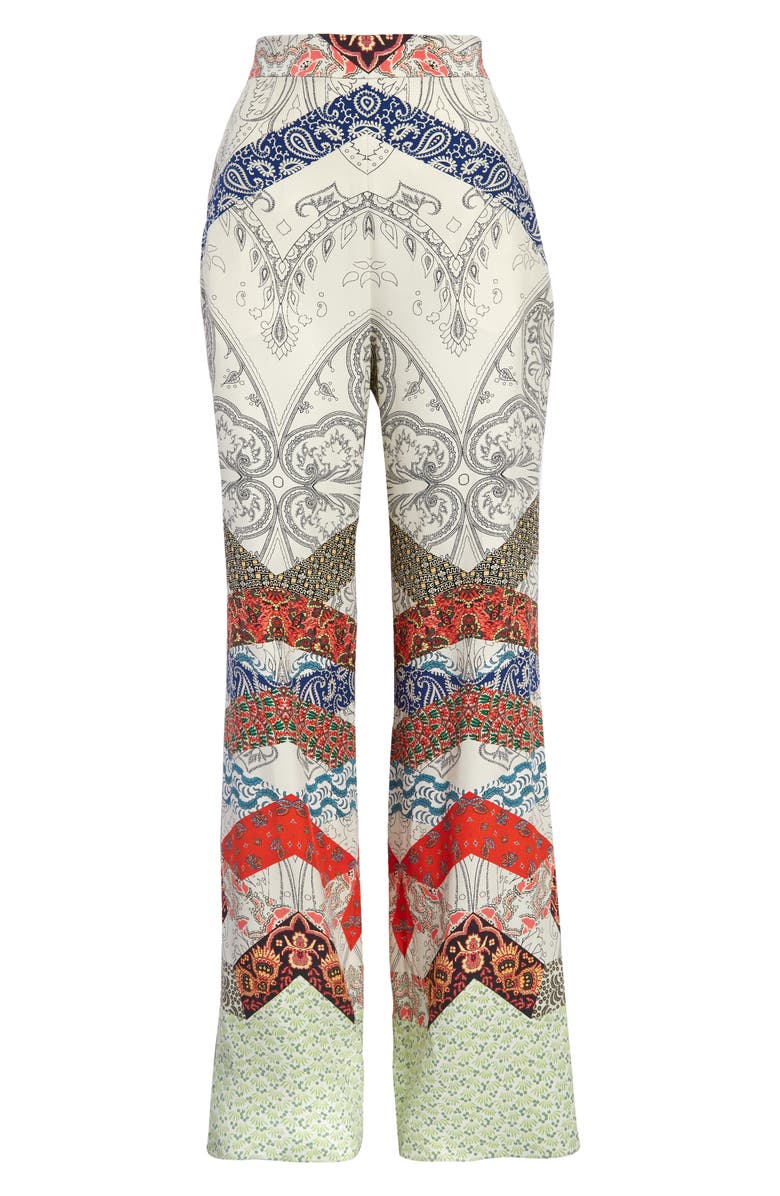Etro Patchwork Print Silk Palazzo Pants, Alternate, color, 
