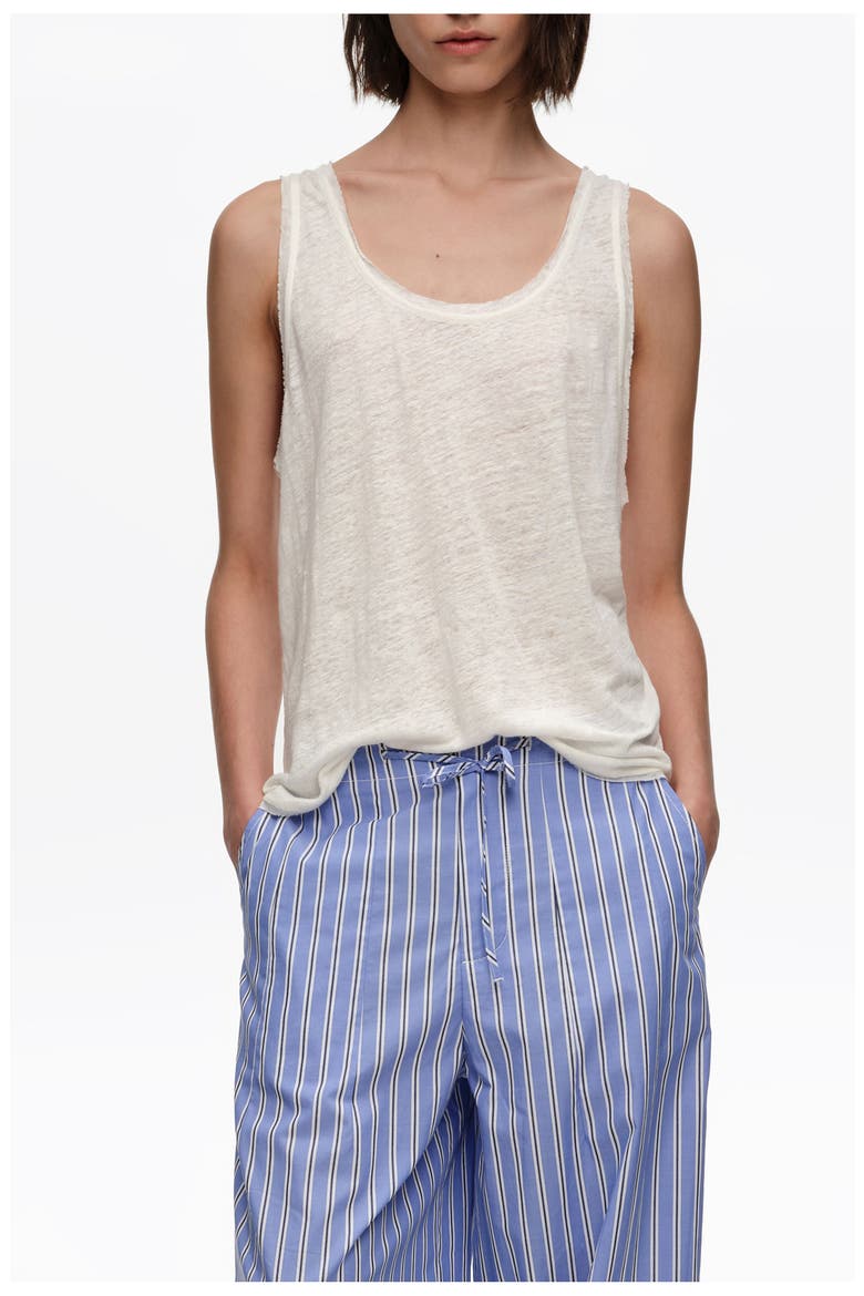 Washed Linen Vest Top, Main, color, IVORY