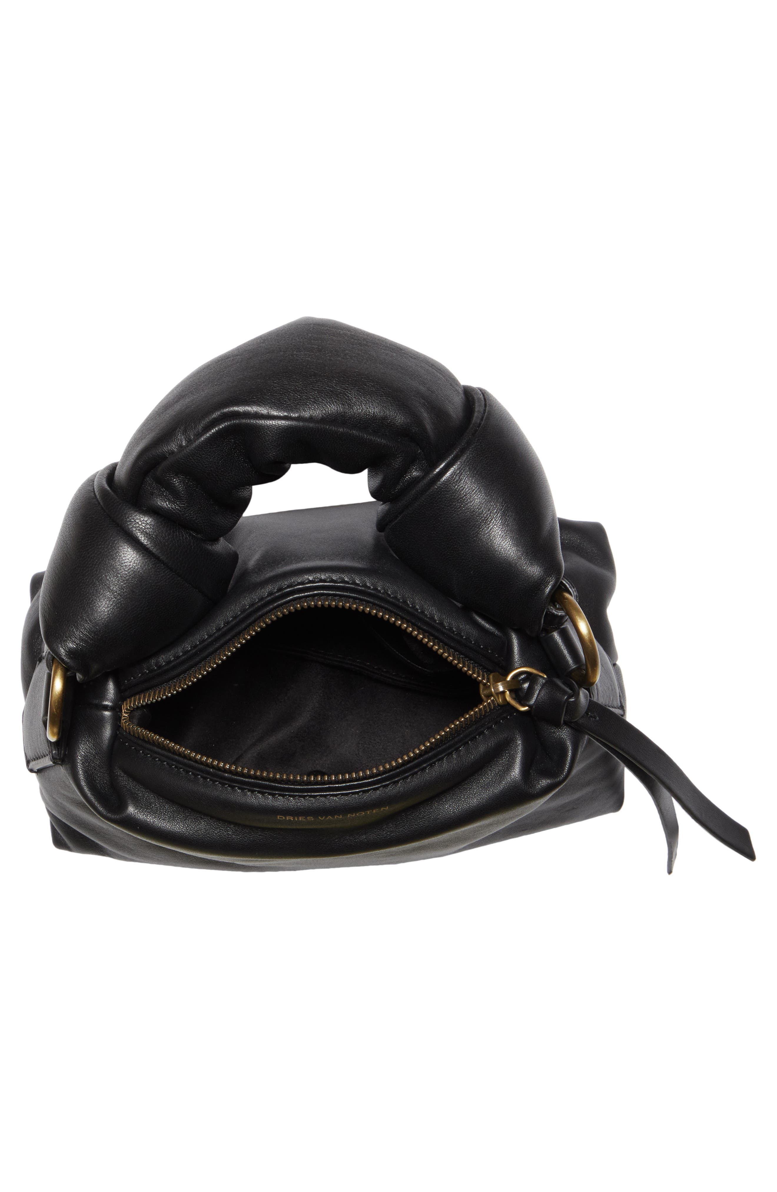 Dries Van Noten Knot Handle Leather Shoulder Bag, Alternate, color, 