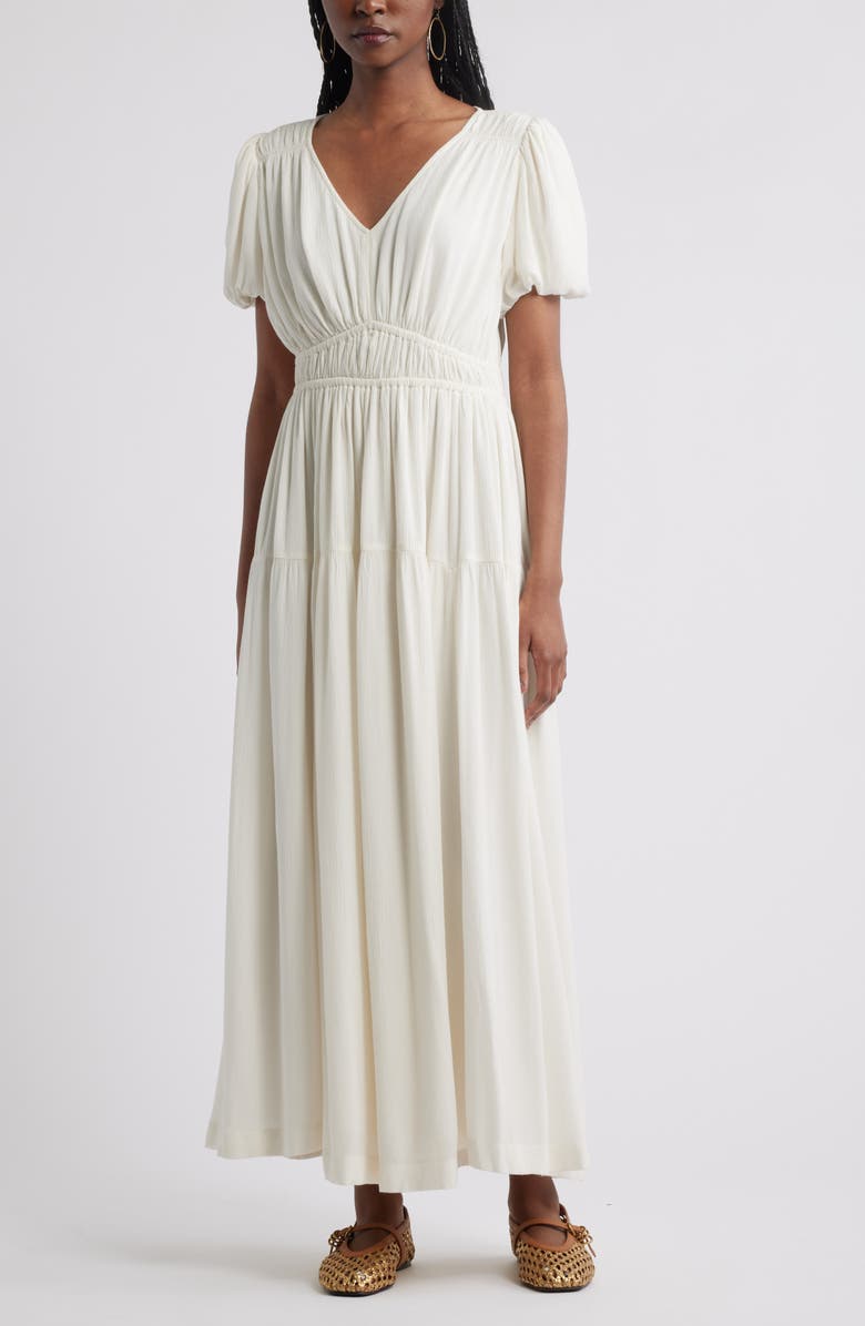 Treasure & Bond Shirred Puff Sleeve Dress, Main, color, 