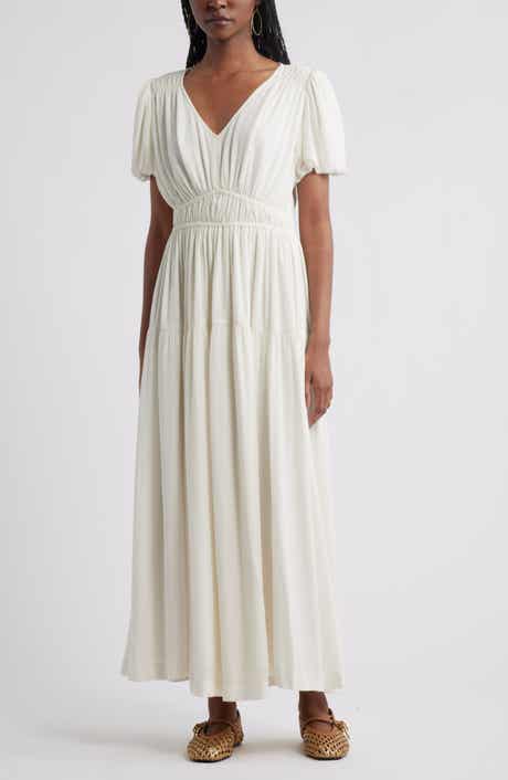Treasure & Bond Shirred Puff Sleeve Dress
