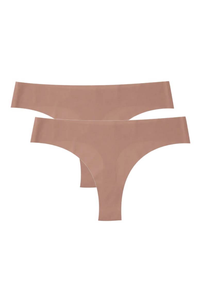 2-Pack Soft Seamless Thongs, Alternate, color, TOFFEE