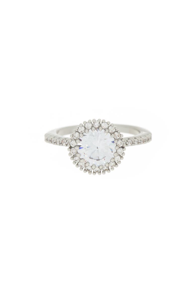 Round Halo CZ Engagement Ring, Main, color, RHODIUM