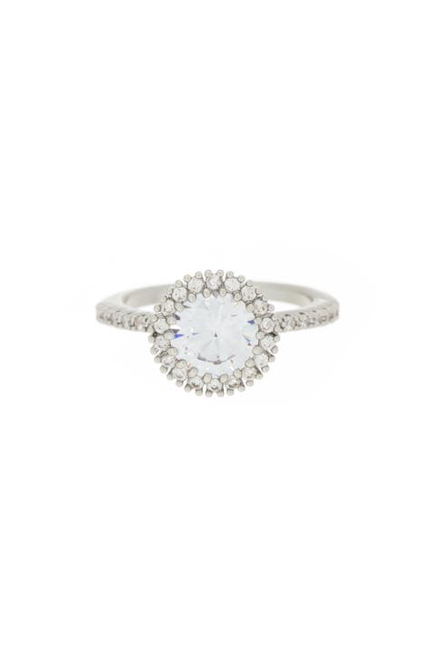 Round Halo CZ Engagement Ring