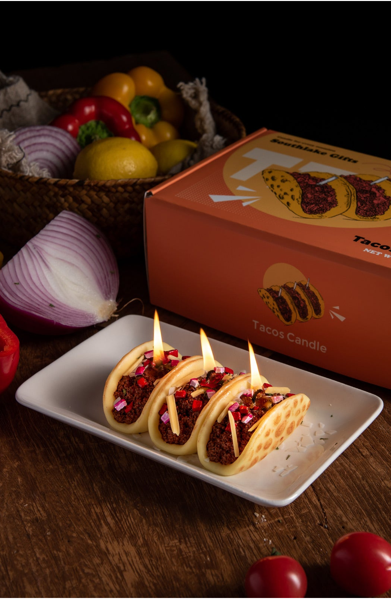 Southlake gifts Taco Candle, Alternate, color, Yellow / Brown