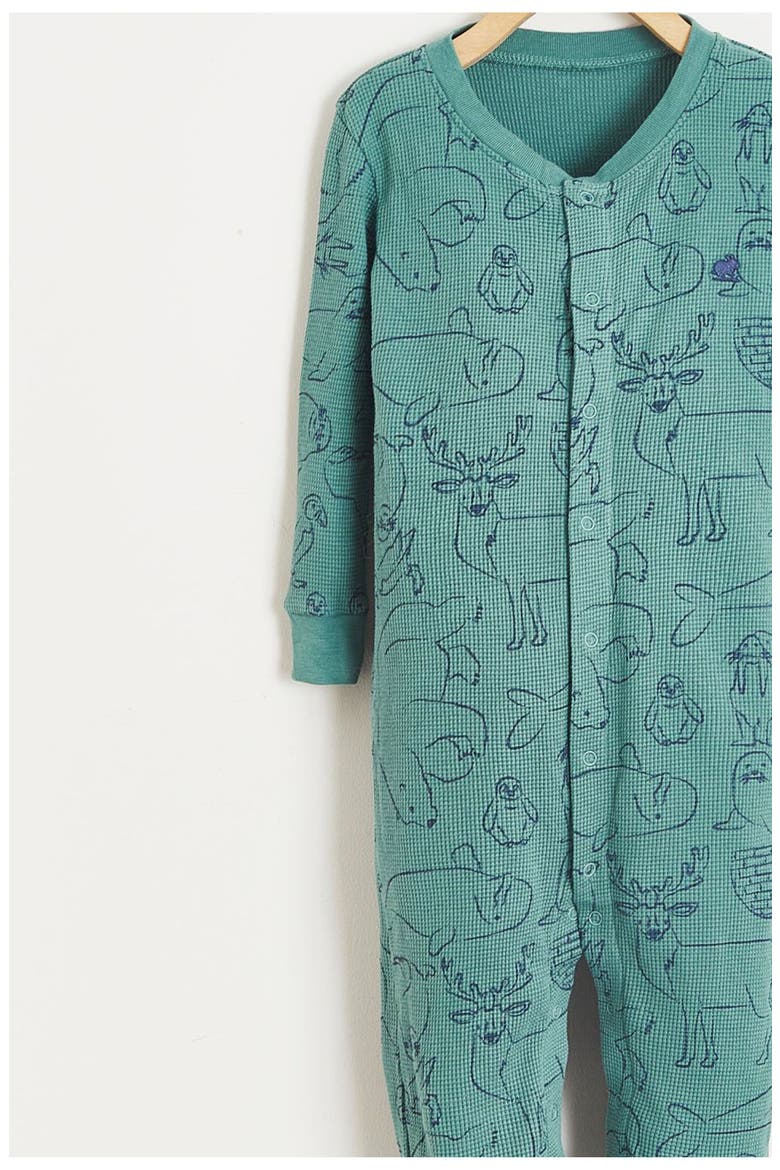Premium Cotton Camou Waffle Snug Footie Pajamas For Infant, Alternate, color, Green