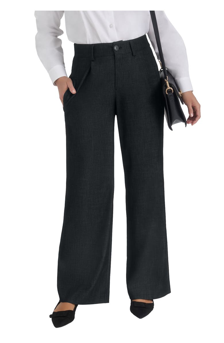 Jessica London Slubbed Denim Trouser, Main, color, Black