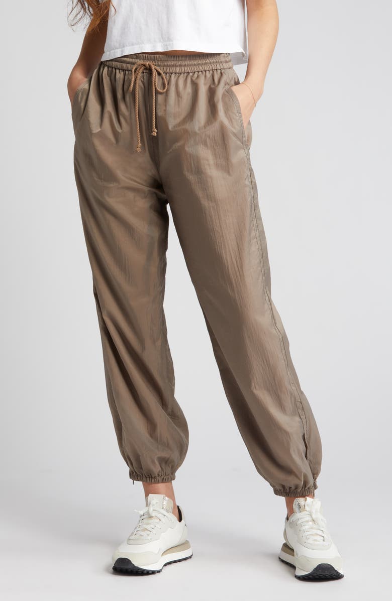Open Edit Woven Nylon Joggers, Alternate, color, Brown Walnut