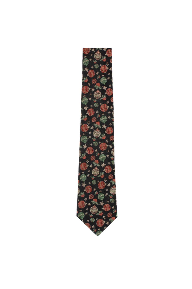 Melchior Christmas Ornament Novelty Holiday Necktie, Alternate, color, Black