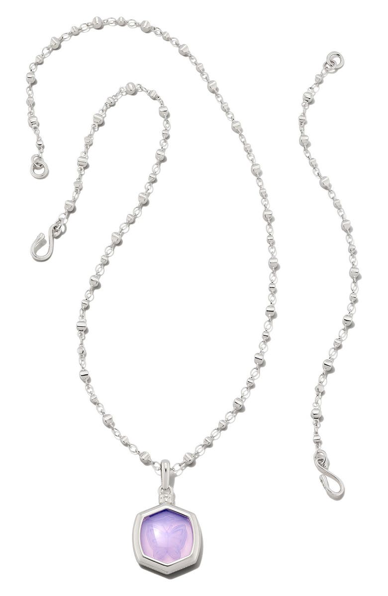 Kendra Scott Davie Intaglio Opalite Butterfly Pendant Convertible Necklace, Main, color, Rhodium Lavender Opalite