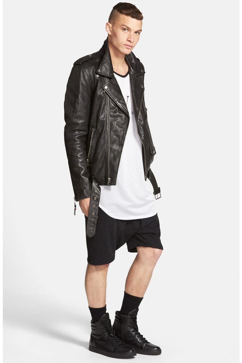 'Leather Jacket 5' Leather Moto Jacket, Alternate, color, BLACK