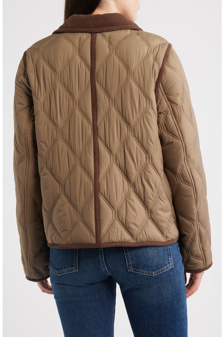 Corduroy Trim Quilted Barn Jacket, Alternate, color, SHITAKE