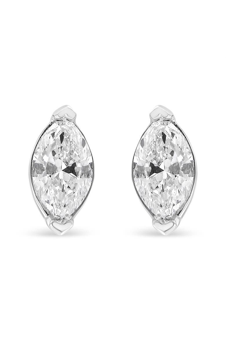 14K White Gold 4/5 Cttw Marquise Lab Grown Diamond Solitaire Stud Earrings, Alternate, color, White