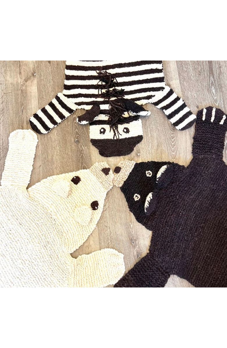 Finn + Emma Organic Wool Play Mat + Nursery Rug | Zebra, Alternate, color, Black