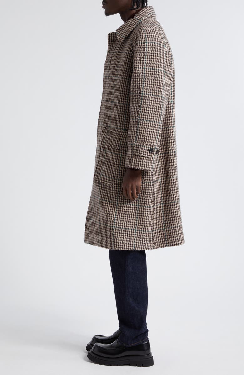 Drake's Houndstooth Virgin Wool Overcoat, Alternate, color,