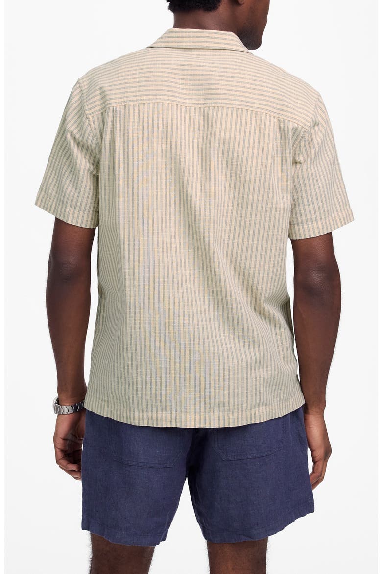 Short Sleeve Button-Up Shirt in Indigo-Dyed Stripe, Alternate, color, COLTON STRIPE