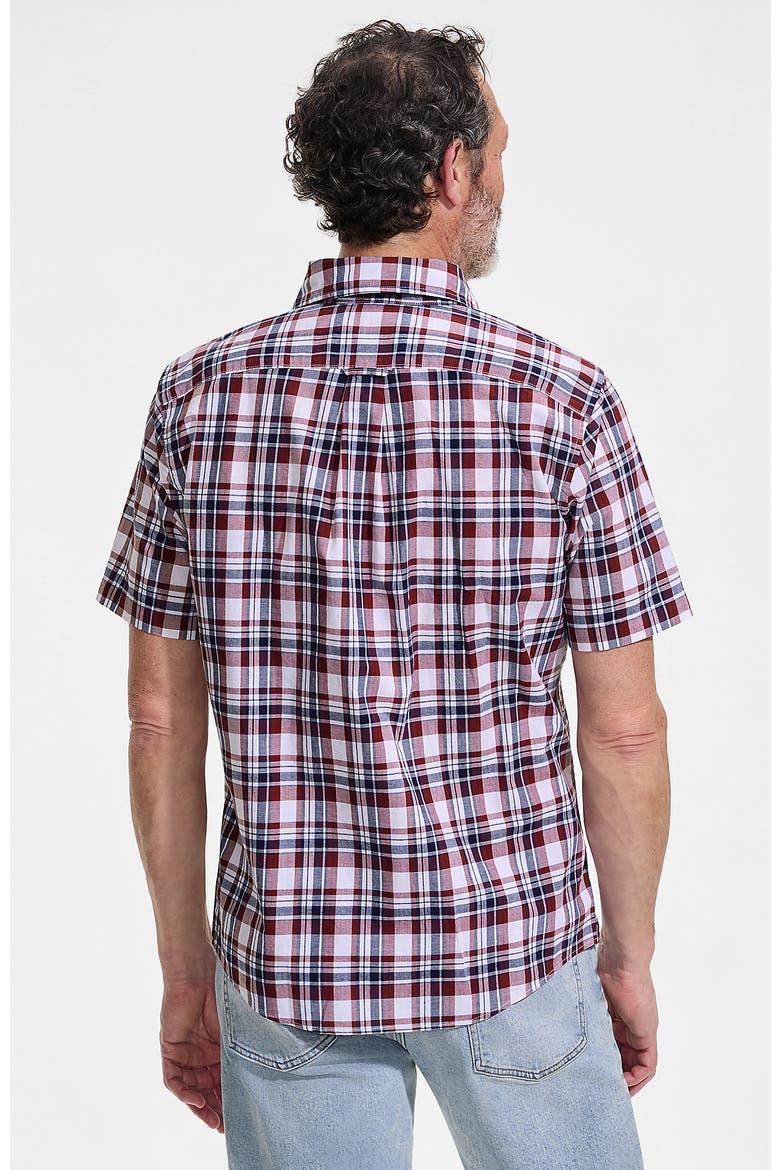 Traditional Fit Short Sleeve Madras Shirt, Alternate, color, Burgundy Spritz Madras